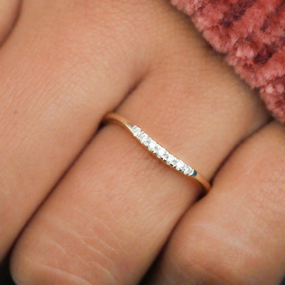 14K Yellow Gold Lab Diamond Curved Wedding Band