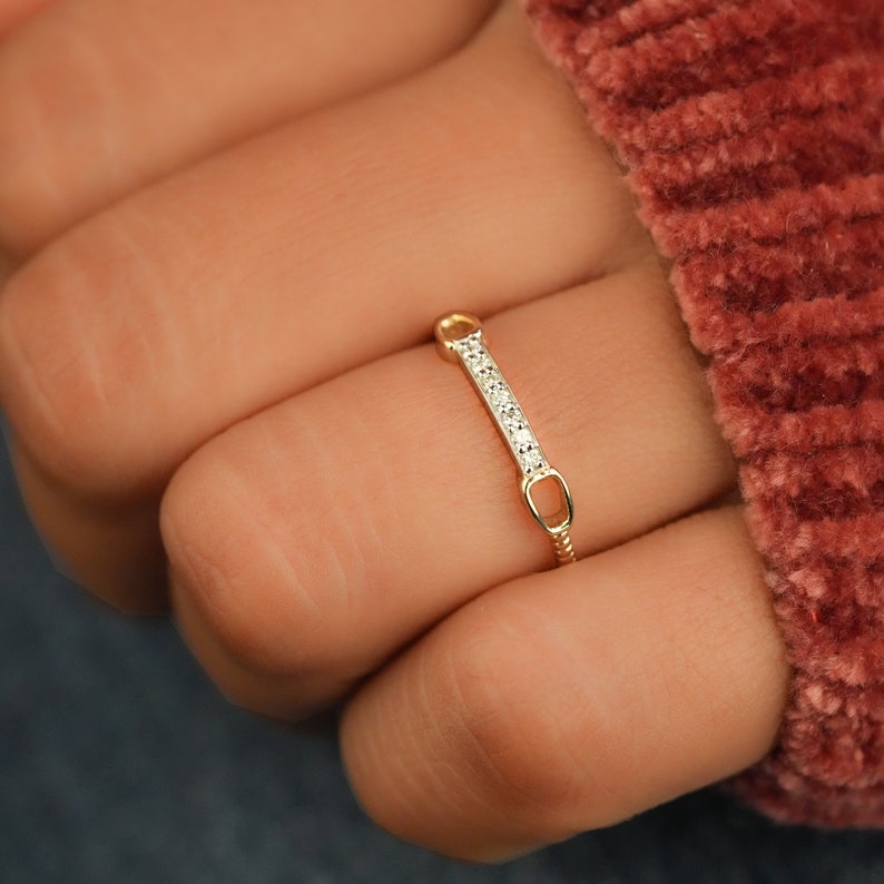 14K Gold Lab Diamond Chain Link Eternity Ring