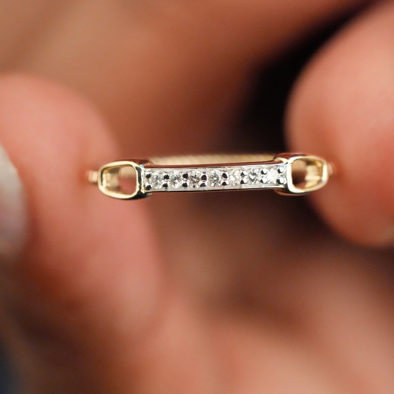 14K Gold Lab Diamond Chain Link Eternity Ring