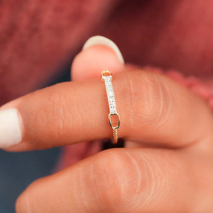 14K Gold Lab Diamond Chain Link Eternity Ring