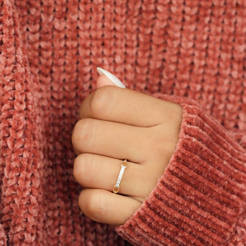 14K Gold Lab Diamond Chain Link Eternity Ring