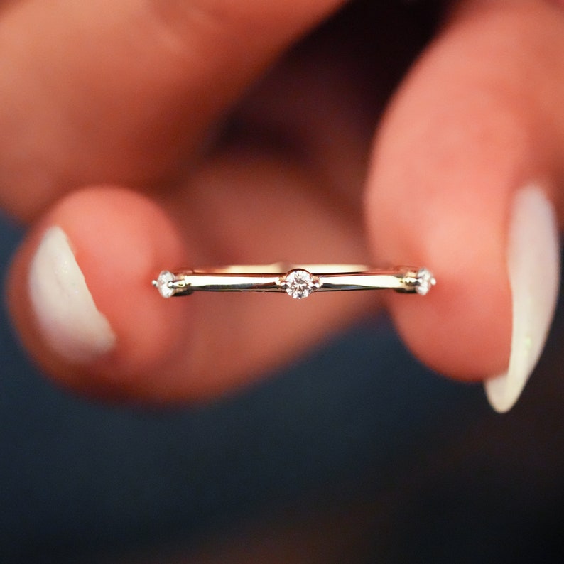 Unique Lab Diamond Bamboo Stacking Ring
