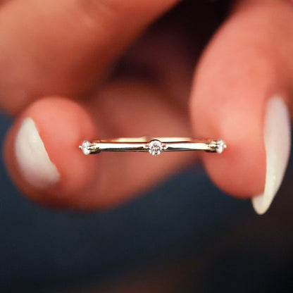Unique Lab Diamond Bamboo Stacking Ring
