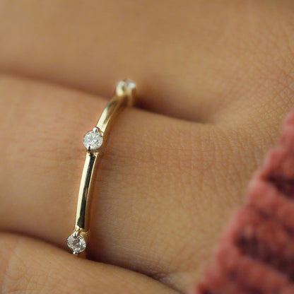 Unique Lab Diamond Bamboo Stacking Ring