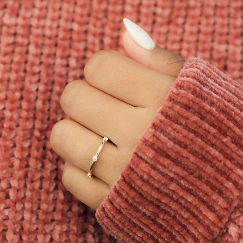 Unique Lab Diamond Bamboo Stacking Ring