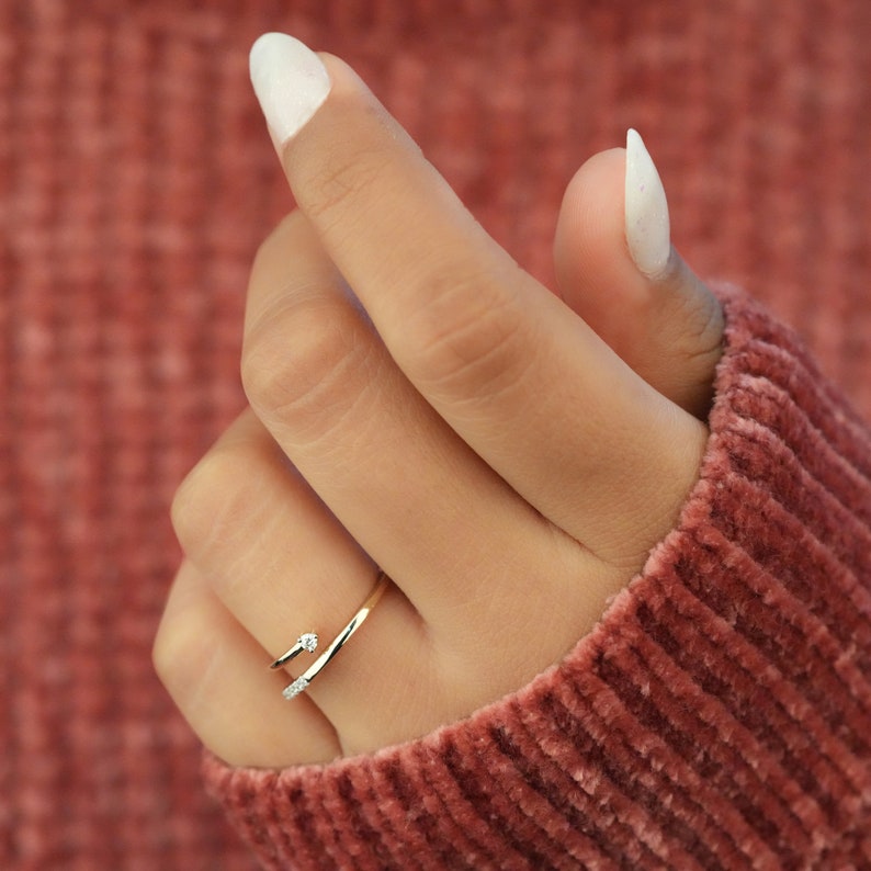 Open cuff lab diamond ring—minimal, adjustable, stackable