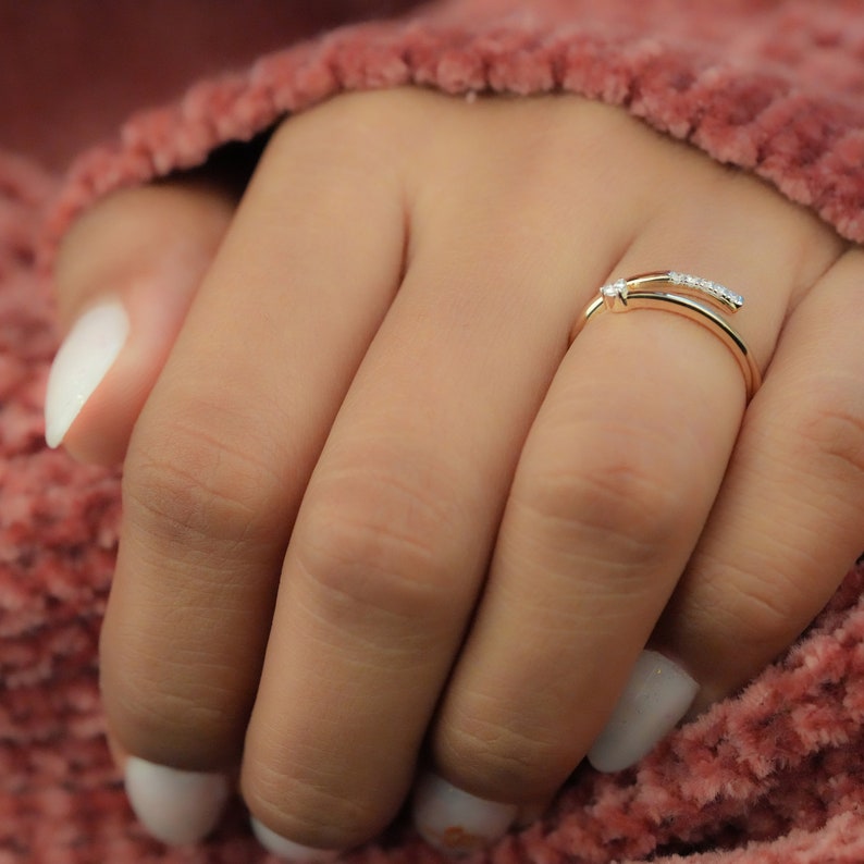 Open cuff lab diamond ring—minimal, adjustable, stackable