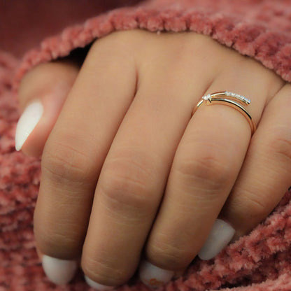 Open cuff lab diamond ring—minimal, adjustable, stackable