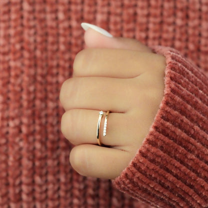 Open cuff lab diamond ring—minimal, adjustable, stackable