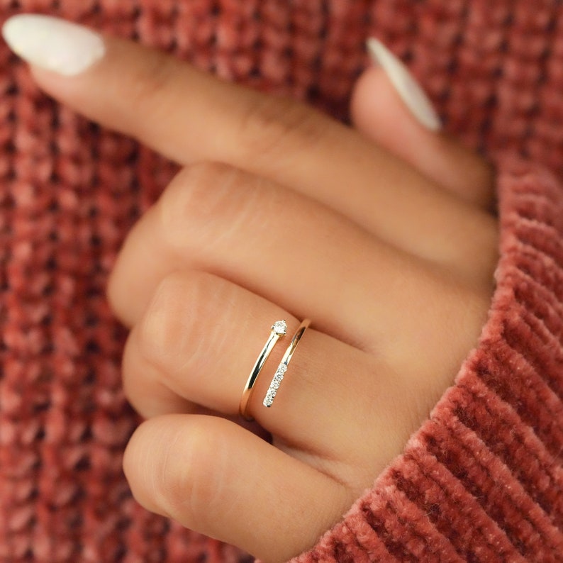 Open cuff lab diamond ring—minimal, adjustable, stackable