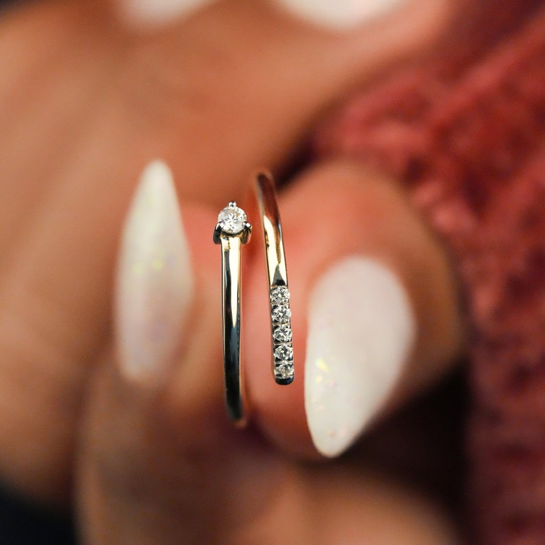 Open cuff lab diamond ring—minimal, adjustable, stackable