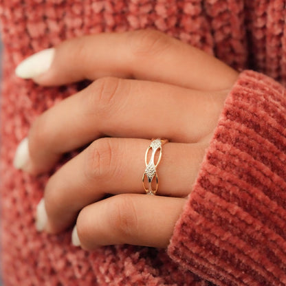 14K Gold Marquise Link Band Minimal Dainty Ring for her