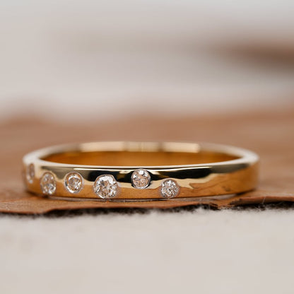14K Gold Flush Set Round Lab Diamond Stacking Ring