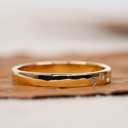 14K Gold Flush Set Round Lab Diamond Stacking Ring