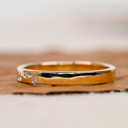 14K Gold Flush Set Round Lab Diamond Stacking Ring