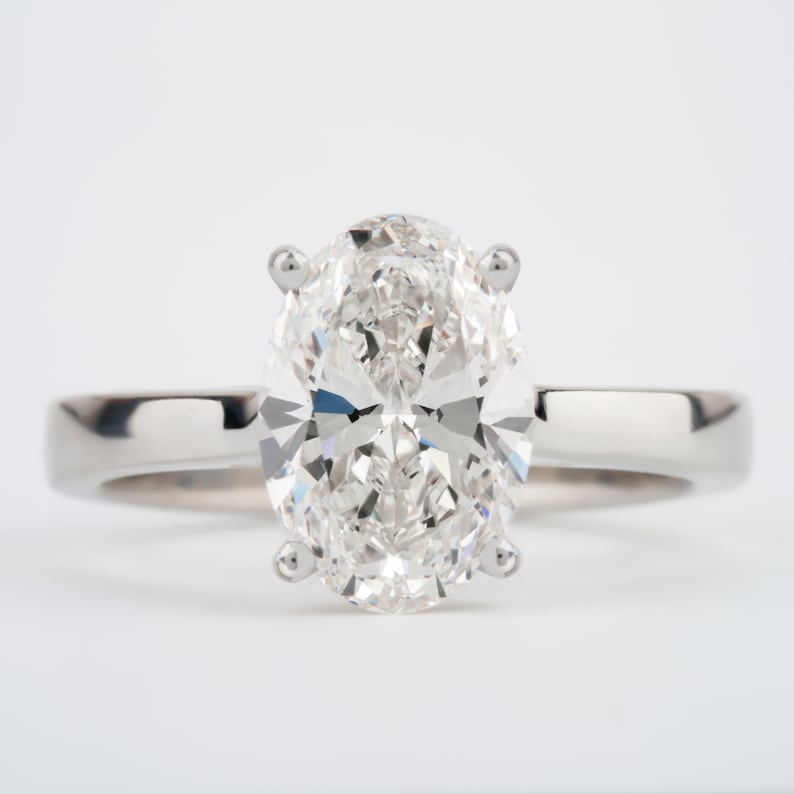 Oval Lab Diamond Ring Solitaire Engagement Ring, IGI Certified