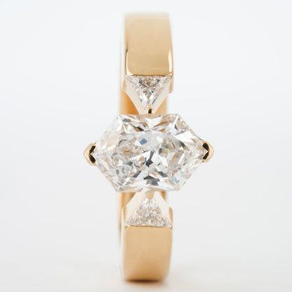 Dutch Marquise Lab Diamond Ring, Bold Band Triangle Wedding Ring