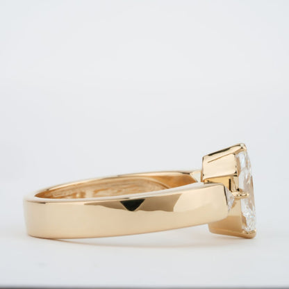 Dutch Marquise Lab Diamond Ring, Bold Band Triangle Wedding Ring