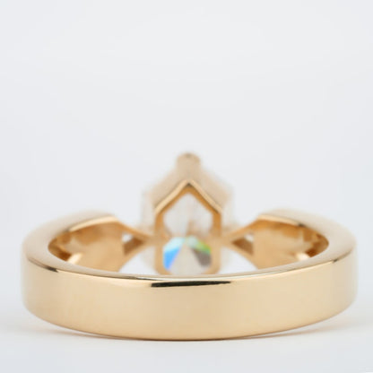 Dutch Marquise Lab Diamond Ring, Bold Band Triangle Wedding Ring