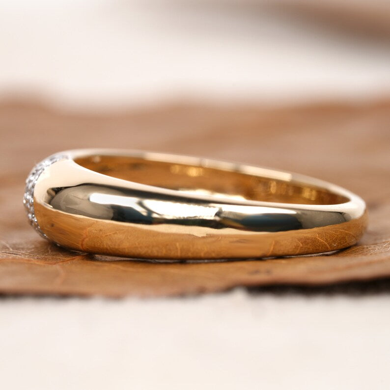 14K Gold High Dome Pave Lab Diamond Statement Ring