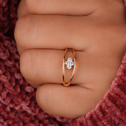 Round Lab Diamond Cluster Split Shank Engagement Ring