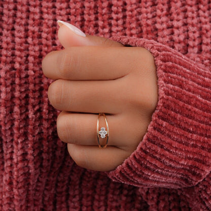 Round Lab Diamond Cluster Split Shank Engagement Ring