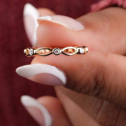 Lab Diamond Wedding Band 14kt Yellow Gold Diamond Stacking Ring