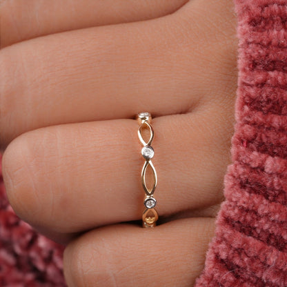 Lab Diamond Wedding Band 14kt Yellow Gold Diamond Stacking Ring