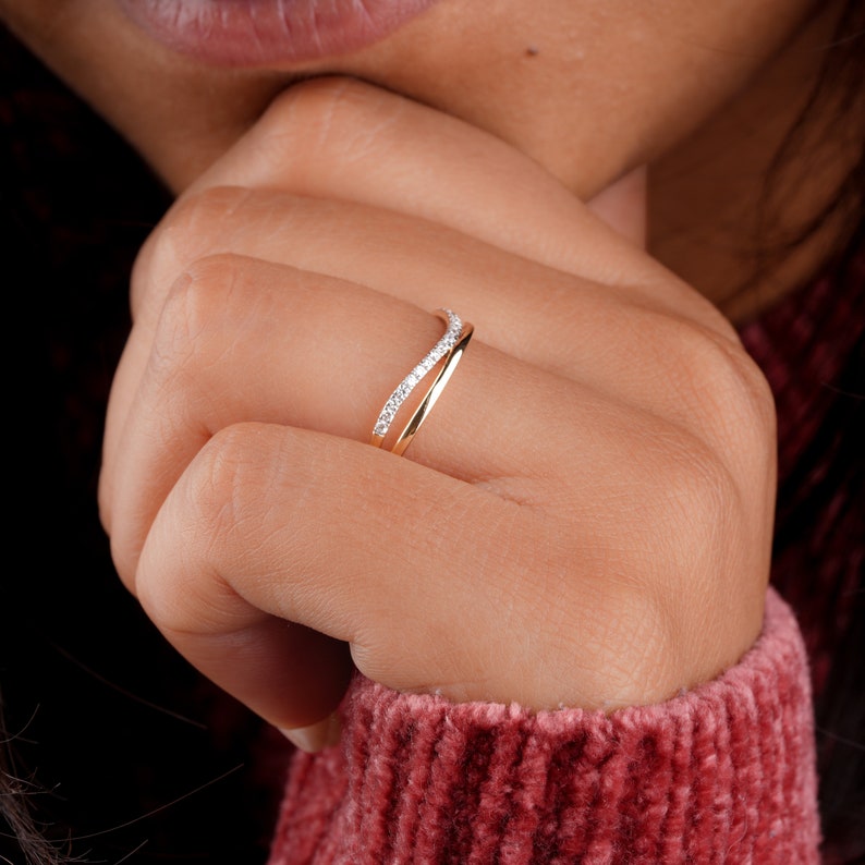 Lab Diamond Double Band Ring – 14K Gold