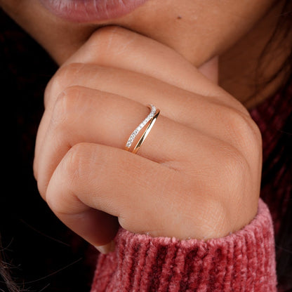 Lab Diamond Double Band Ring – 14K Gold
