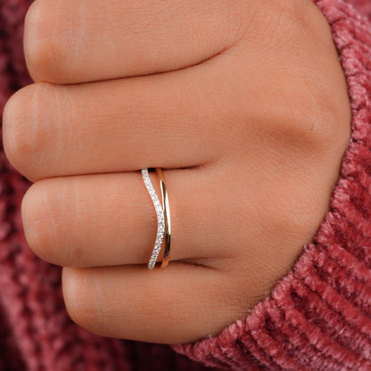 Lab Diamond Double Band Ring – 14K Gold