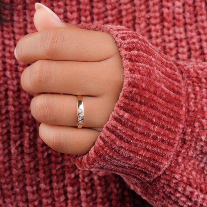14K Gold Lab Diamond Slim Signet Pinky Ring