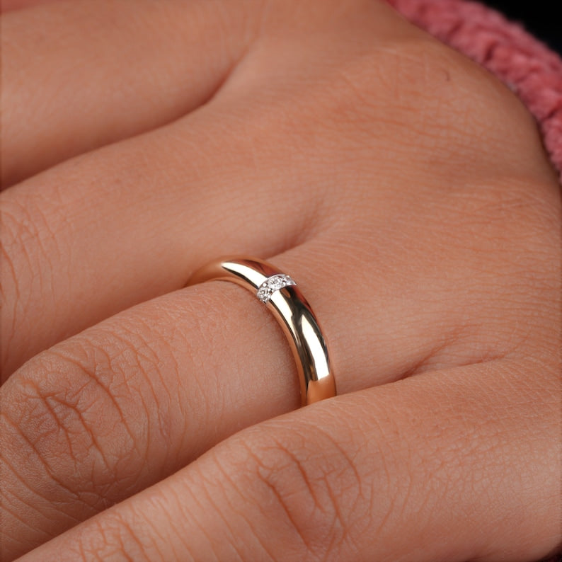 14K Gold Lab Diamond Pave Bubble Dome Ring