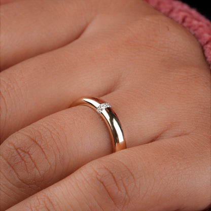 14K Gold Lab Diamond Pave Bubble Dome Ring