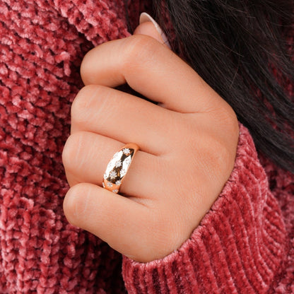 Lab Diamond Starburst Dome Ring – 14K Gold Celestial Band