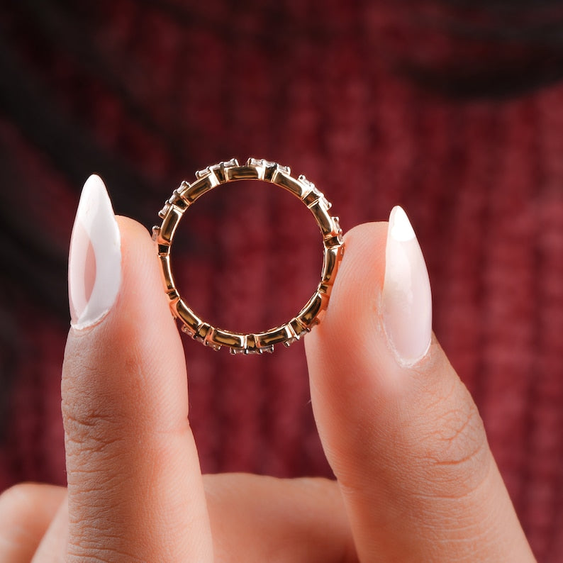 14K Gold Lab Grown Diamond Open Link Chain Ring