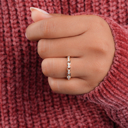 14K Gold Lab Grown Diamond Open Link Chain Ring