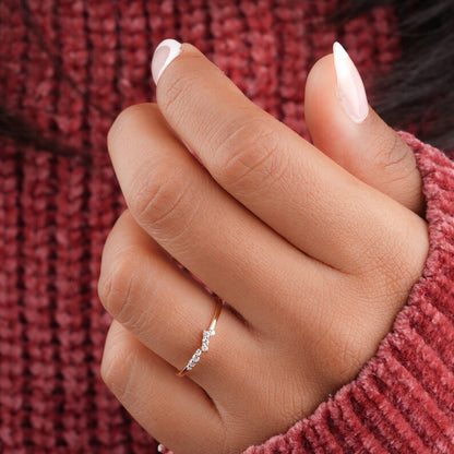 14K Gold Lab Grown Diamond Minimalist Cluster Wedding Ring