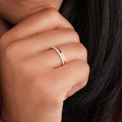 14K Gold Minimalist Lab Grown Diamond Wedding & Eternity Band Set