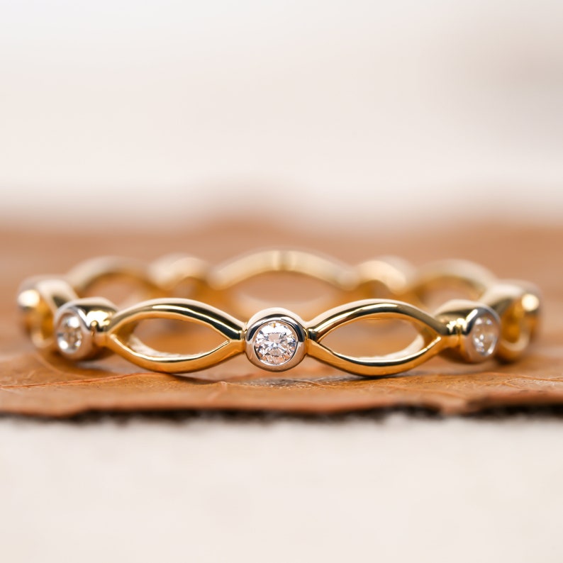 Lab Diamond Wedding Band 14kt Yellow Gold Diamond Stacking Ring
