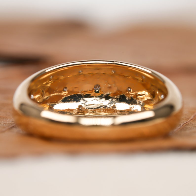 Lab Diamond Starburst Dome Ring – 14K Gold Celestial Band