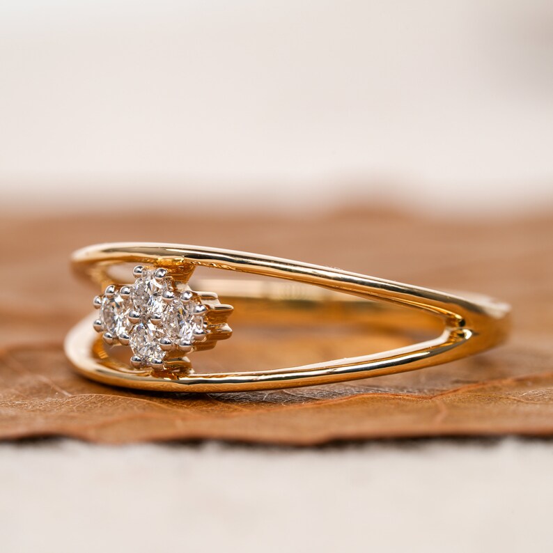 Round Lab Diamond Cluster Split Shank Engagement Ring