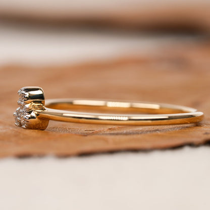 14K Gold Lab Grown Diamond Triangle Pave Stacking Ring