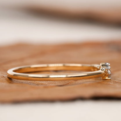 14K Gold Lab Grown Diamond Minimalist Cluster Wedding Ring