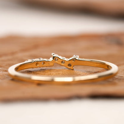 14K Gold Lab Grown Diamond Minimalist Cluster Wedding Ring