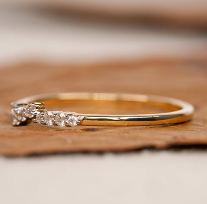 14K Gold Lab Grown Diamond Minimalist Cluster Wedding Ring