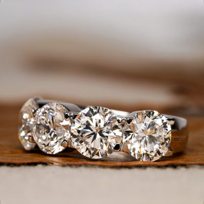 Round Lab Diamond Five-Stone Ring, IGI Certified Engagement Ring