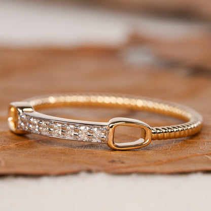 14K Gold Lab Diamond Chain Link Eternity Ring