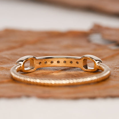 14K Gold Lab Diamond Chain Link Eternity Ring