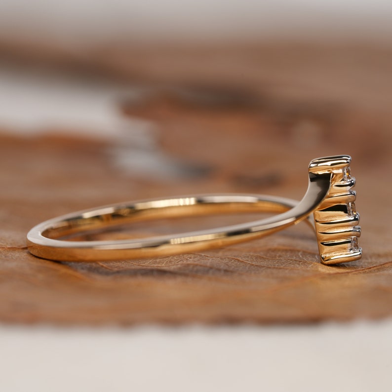Three Stone Lab Diamond Ring 14K Gold Minima Ring for Women